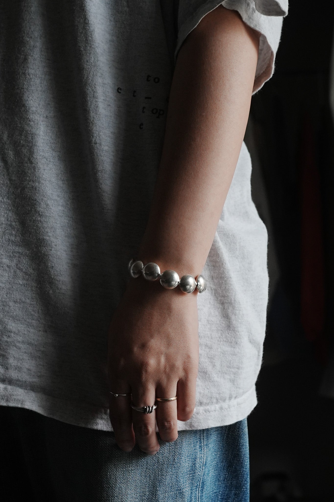 【accessories mau】カレンシルバービーズブレスレット 円盤大