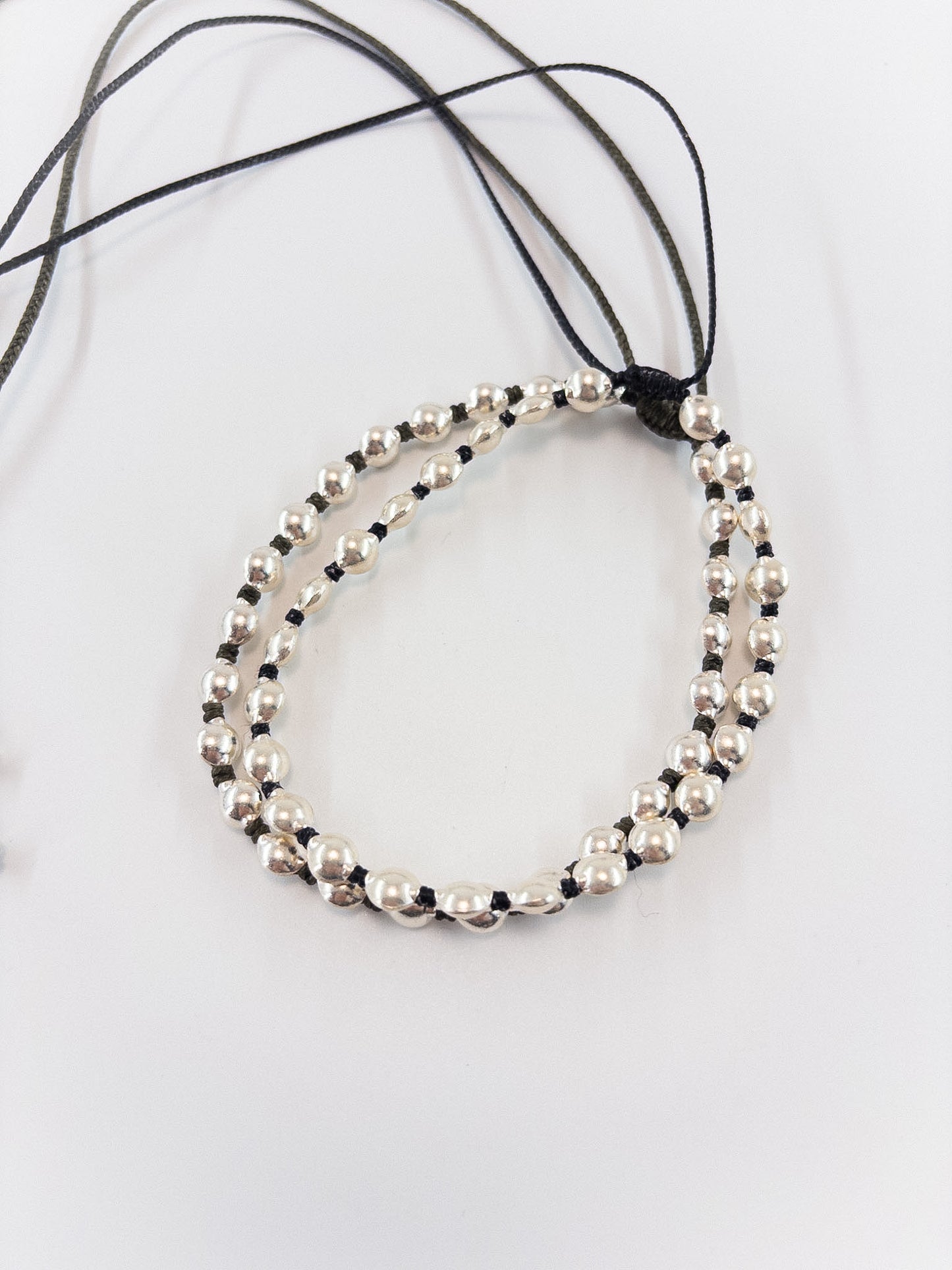 【accessories mau】WAXコードカレンシルバビーズネックレス ○