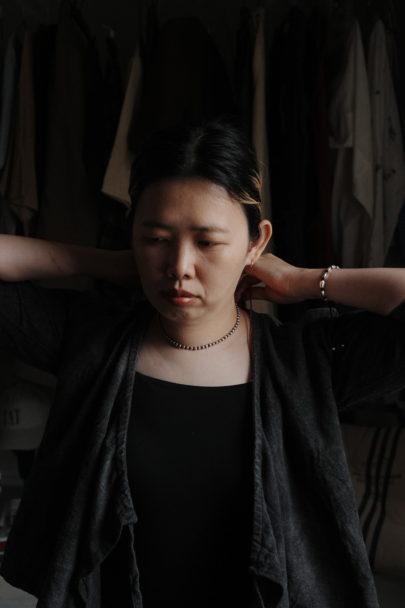 【accessories mau】WAXコードカレンシルバビーズネックレス 小