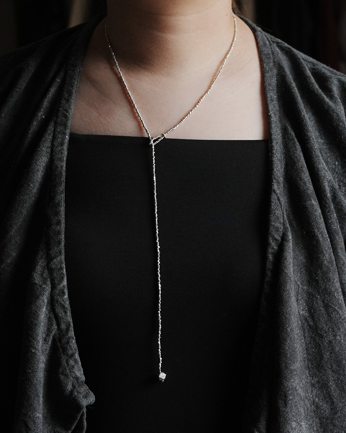 【accessories mau】極小カレンシルバービーズlongネックレス