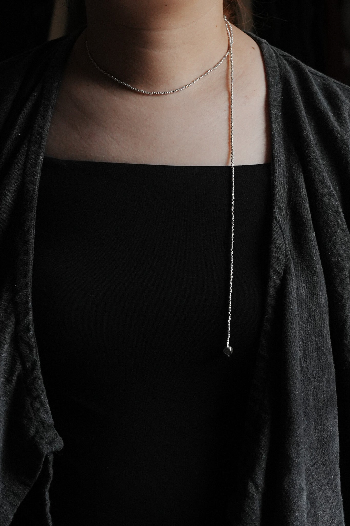 【accessories mau】極小カレンシルバービーズlongネックレス