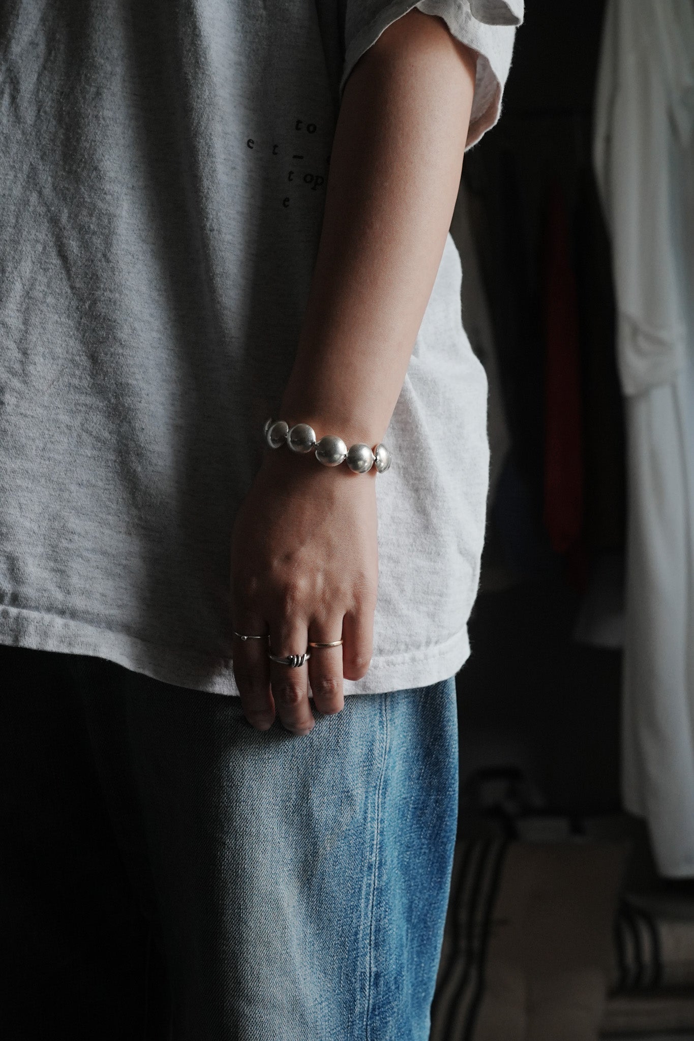【accessories mau】カレンシルバービーズブレスレット 円盤大