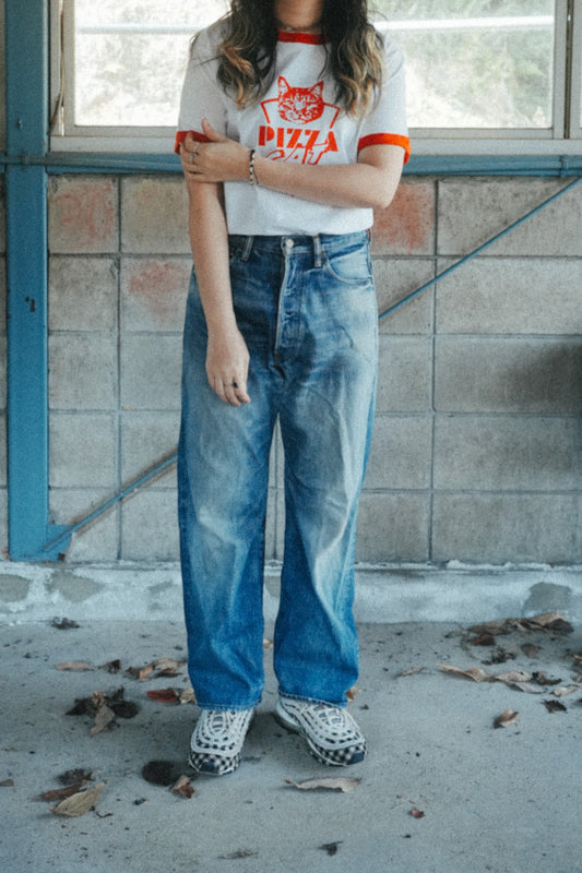 【AKISHIKA DESIGN】 PIZZA CAT RINGER T-SHIRTS