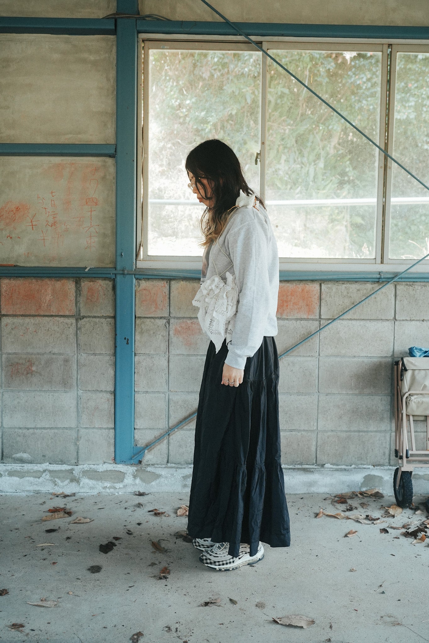 【KÄSI】NO.2 コットンレース編みテーブルクロスリメイクBag