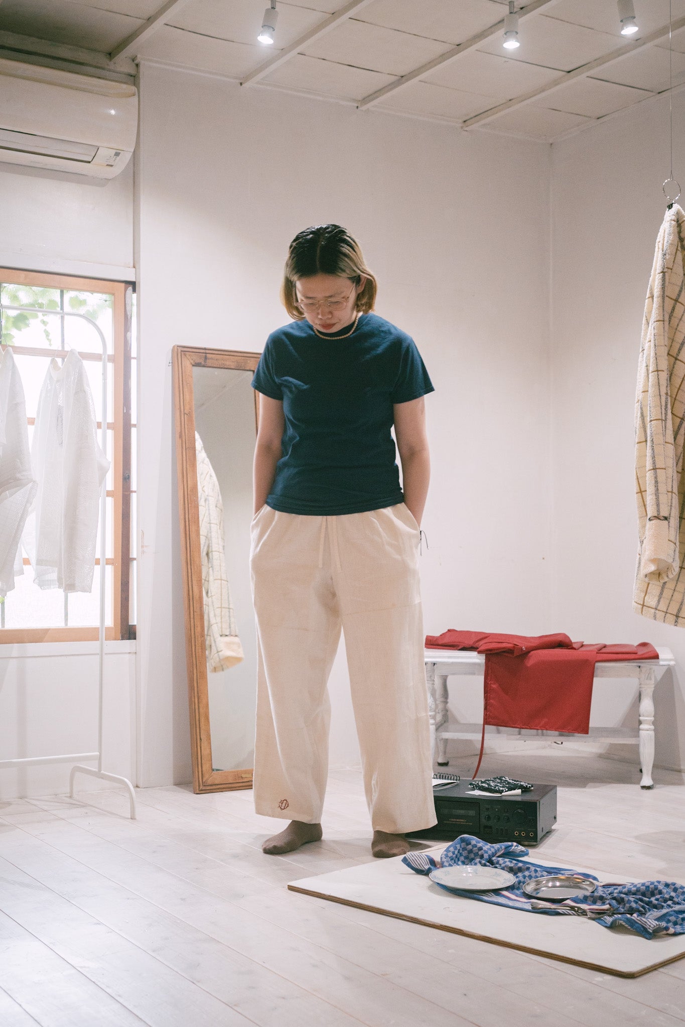 Embroidery towel pants