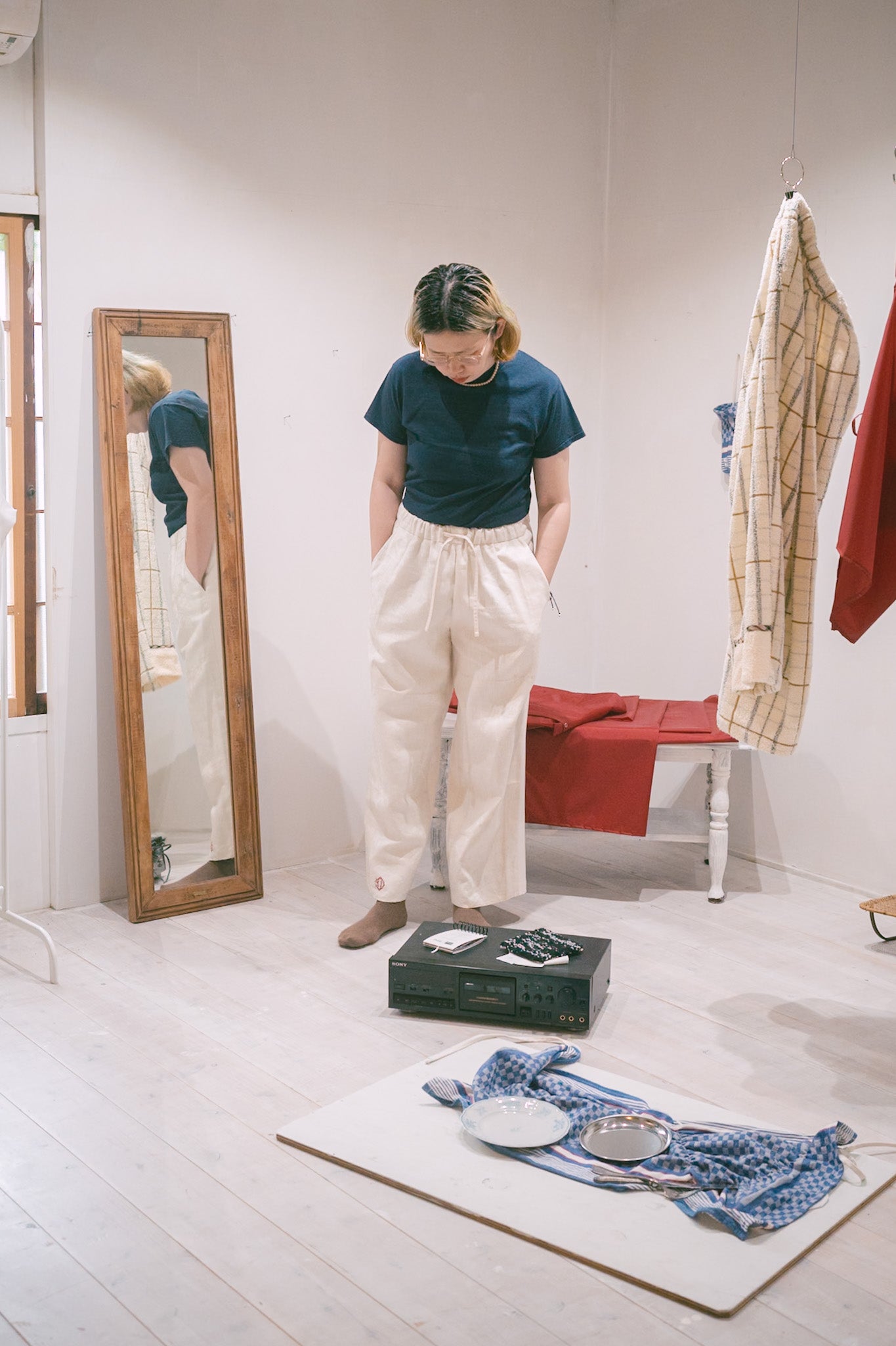Embroidery towel pants