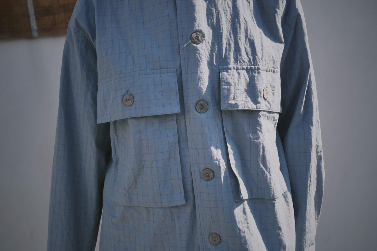 keramikaHEALTH short jacket lt.blue×blue check -